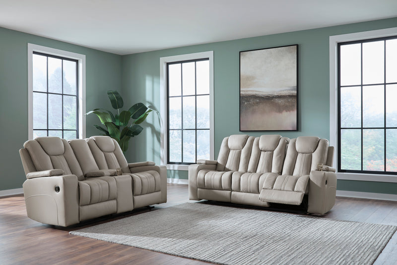 Elevate Edges Reclining Sofa with Drop Down Table